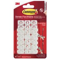3M Command White Plastic Decoration Clips Pack Of 20