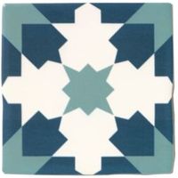Fusion Blue & White Satin Patterned Ceramic Wall Tile Pack Of 25 (L)140mm (W)140mm - 5010921592930