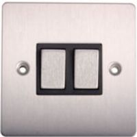 Holder 10A 2-Way Double Brushed Steel Light Switch