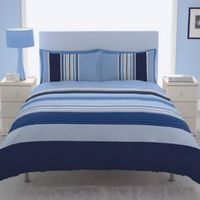 Chartwell Barcode Striped Blue King Size Bed Cover Set