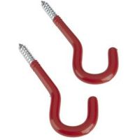 Rothley Plastic Coated Red Steel Screw In Hook Pack Of 2