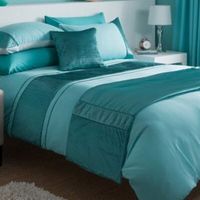 Chartwell Como Striped Turquoise King Size Bed Cover Set