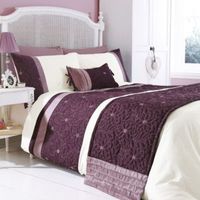 Chartwell Amy Floral Plum & White Double Bed Cover Set