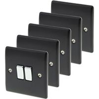 British General 10A 2-Way Double Graphite Black Light Switch Pack Of 5