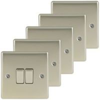 Nexus 10A 2-Way Double Pearl Nickel Light Switch Pack Of 5