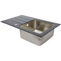 Cooke & Lewis Lamarck 1 Bowl Stainless Steel & Toughened Glass Sink & Drainer
