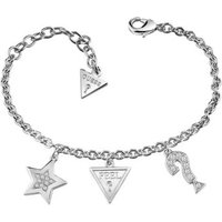 Guess Feel Guess Rhodium-Plated Bracelet With 3 Charms