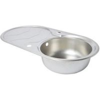 Cooke & Lewis Jemison 1 Bowl Linen Finish Stainless Steel Round Sink & Drainer