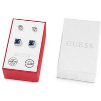 Guess Box Set With White Crystal Round Earrings And Blue Crystal Star Earrings