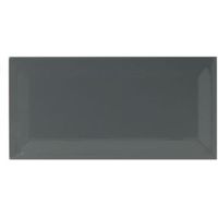 Bevelled Edge Charcoal Gloss Bevelled Edge Ceramic Wall Tile Pack Of 50 (L)200mm (W)100mm
