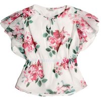Guess Kids Printed Top With Frilly Sleeves - Multi Pink