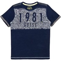 Guess Kids Cotton T-Shirt With Front Print - Blue