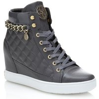 Guess Fur Leather Wedge Sneaker - Silver