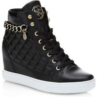 Guess Fur Leather Wedge Sneaker - Black