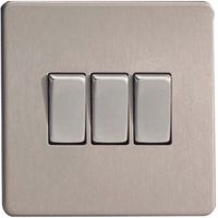 Varilight 10A 2-Way Triple Brushed Steel Light Switch