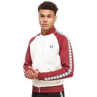 Fred Perry Bomber Tape Track Top - White/Maroon - Mens