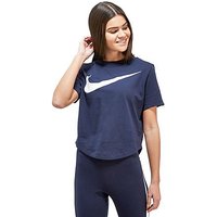 Nike Swoosh Crop T-Shirt - Navy/White - Womens