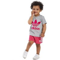 Adidas Originals Girls T-Shirt And Shorts Set Infant - Grey/Pink - Kids