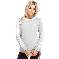 Adidas Originals 3 Stripe Long-Sleeved T-Shirt - Grey - Womens