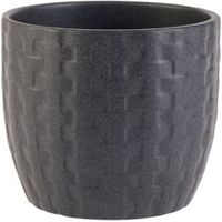 Kiruna Round Ceramic Black Plant Pot (H)12cm (Dia)14cm