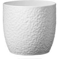 Boston Round Ceramic White Plant Pot (H)18cm (Dia)19cm