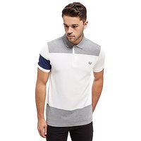 Fred Perry Block Panel Pique Polo Shirt - Grey Marl/White - Mens