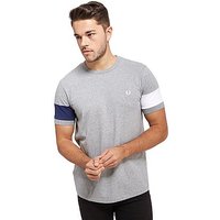 Fred Perry Blocked Panel T-Shirt - Grey Marl/White/Navy - Mens