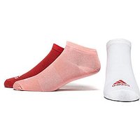 Adidas 3 Pack Sport Invisible Socks - Pink/ White/ Red - Womens