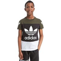 Adidas Originals Colour Block T-Shirt Junior - Olive Cargo/White/Black - Kids