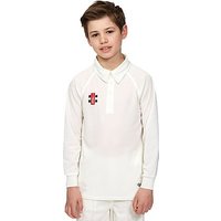 Grays Matrix Long Sleeve Cricket Polo Shirt Junior - Ivory - Kids