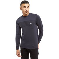 Fred Perry Long Sleeve Textured T-Shirt - Grey - Mens