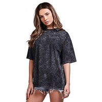 SikSilk Over Sized Distressed T-Shirt - Black - Womens