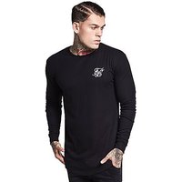 SikSilk Long Sleeve Ribbed Core T-Shirt - Black - Mens