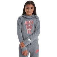 Nike Girls' Just Do It Cropped Hoody Junior - Carbon Heather/Pink - Kids