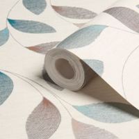 A.S. Creation Adrianna Motif Brown Cream & Turquoise Leaf Wallpaper