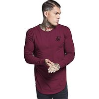 SikSilk Long Sleeve Core T-Shirt - Burgundy - Mens