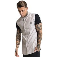 SikSilk Contrasting Sleeve Shirt - Beige/Black - Mens