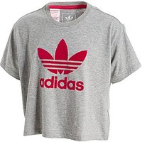 Adidas Originals Girls' Crop T-Shirt Junior - Grey/ Pink - Kids