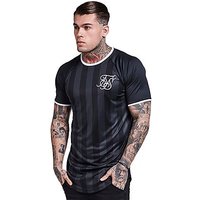 SikSilk Retro Football Stripe T-Shirt - Black - Mens