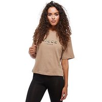 Nicce Slice Logo Cropped T-Shirt - Brown - Womens