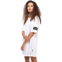 Nicce Needle Stripe T-Shirt Dress - White/Black - Womens