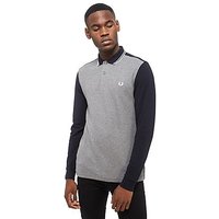 Fred Perry Long Sleeve Polo Shirt - Navy/Grey - Mens