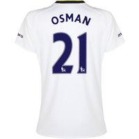 Everton SS 3rd Shirt 2014/15- Womens With Osman 21 Printing, White
