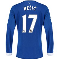 Everton Home Shirt 2015/16 - Long Sleeved With Besic 17 Printing, Blue