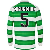Celtic Home Kids Shirt 2016-17 - Long Sleeve With Simunovic 5 Printing, Green/White