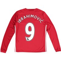 Manchester United Home Shirt 2016-17 - Kids - Long Sleeve With Ibrahim, Red