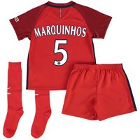 Paris Saint-Germain Away Kit 2016-17 - Little Kids With Marquinhos 5 P, Red