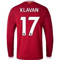 Liverpool Home Shirt 2017-18 - Long Sleeve With Klavan 17 Printing, Red