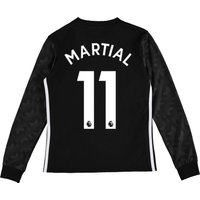 Manchester United Away Shirt 2017-18 - Kids - Long Sleeve With Martial, Black