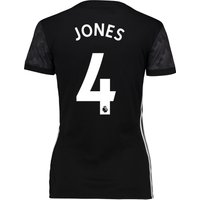 Manchester United Away Shirt 2017-18 - Womens With Jones 4 Printing, Black